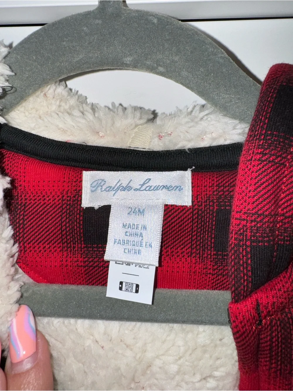 Ralph Lauren Red and Black Plaid Zip Hoodie for Kids